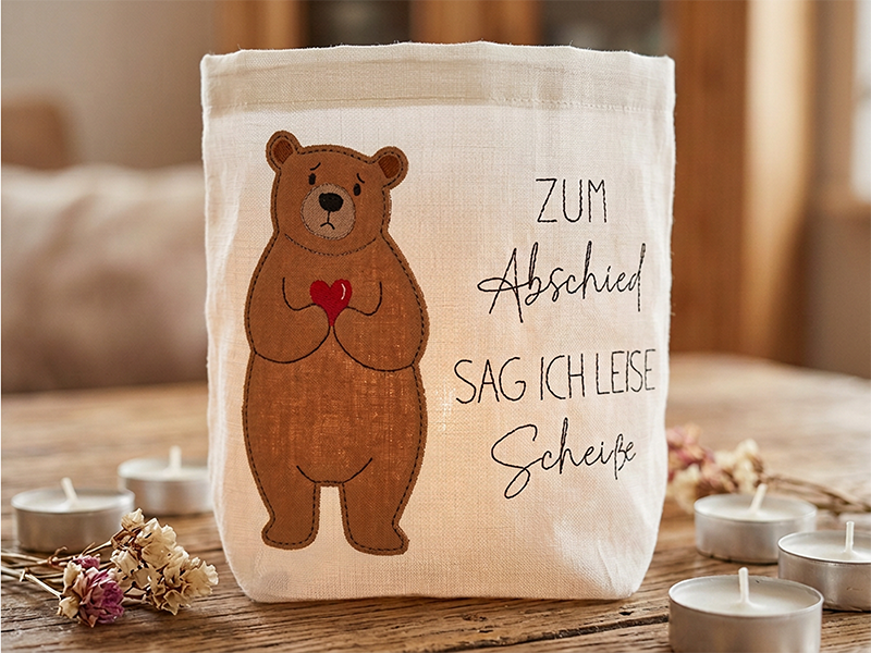 Preview: Zum Abschied sag ich leise Scheisse - Spruch - redwork Stickdatei